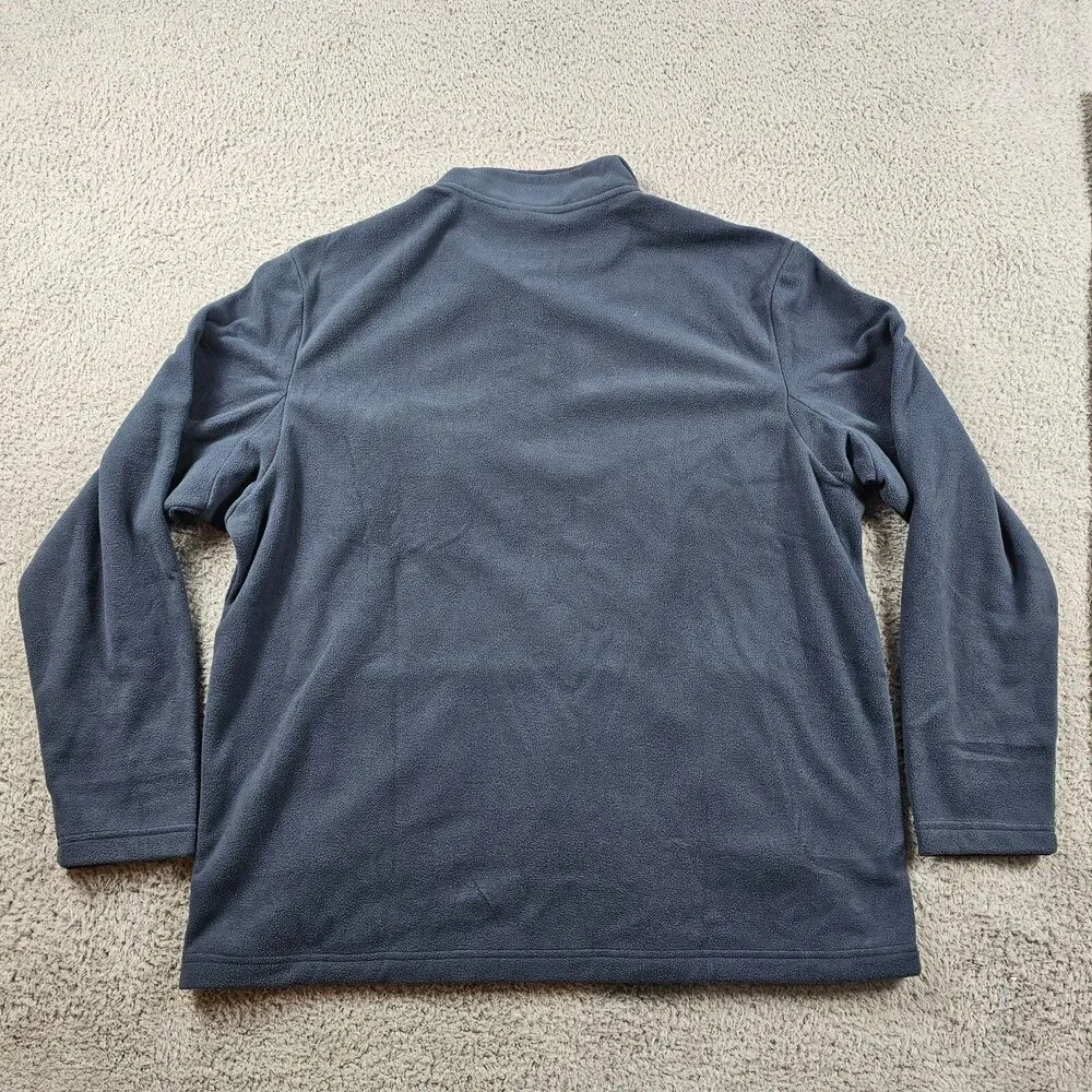Duluth Trading Sweater Mens Large Blue Fleece Pullover 1/4 Button Relaxed Hiking
